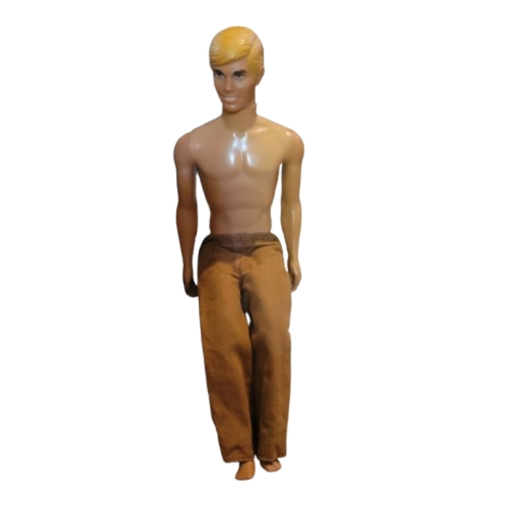 KEN 1968 MATTEL vintage blonde hair blue eyes pants knees bend head turns
